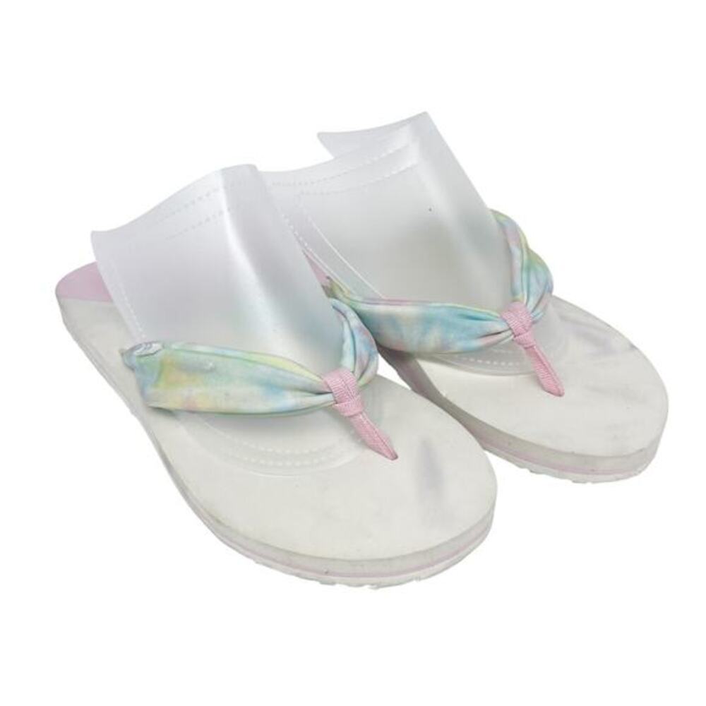 Toms Women's Piper‎ Vegan Jersey Flip Flops White Multicolor Tie Dye Size 6